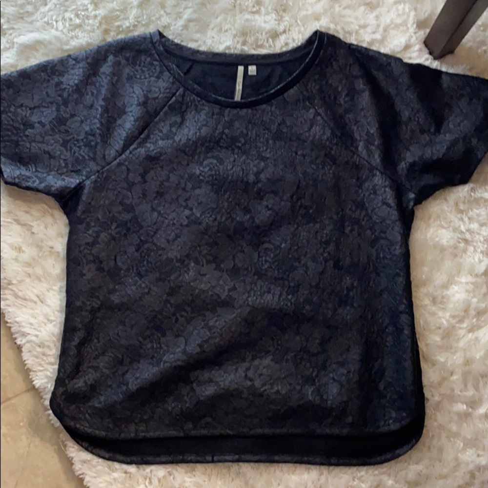 floral leather like blouse...
